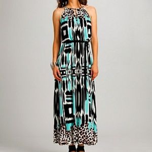 Roz & Ali Mixed Print Halter Maxi Dress Size 14